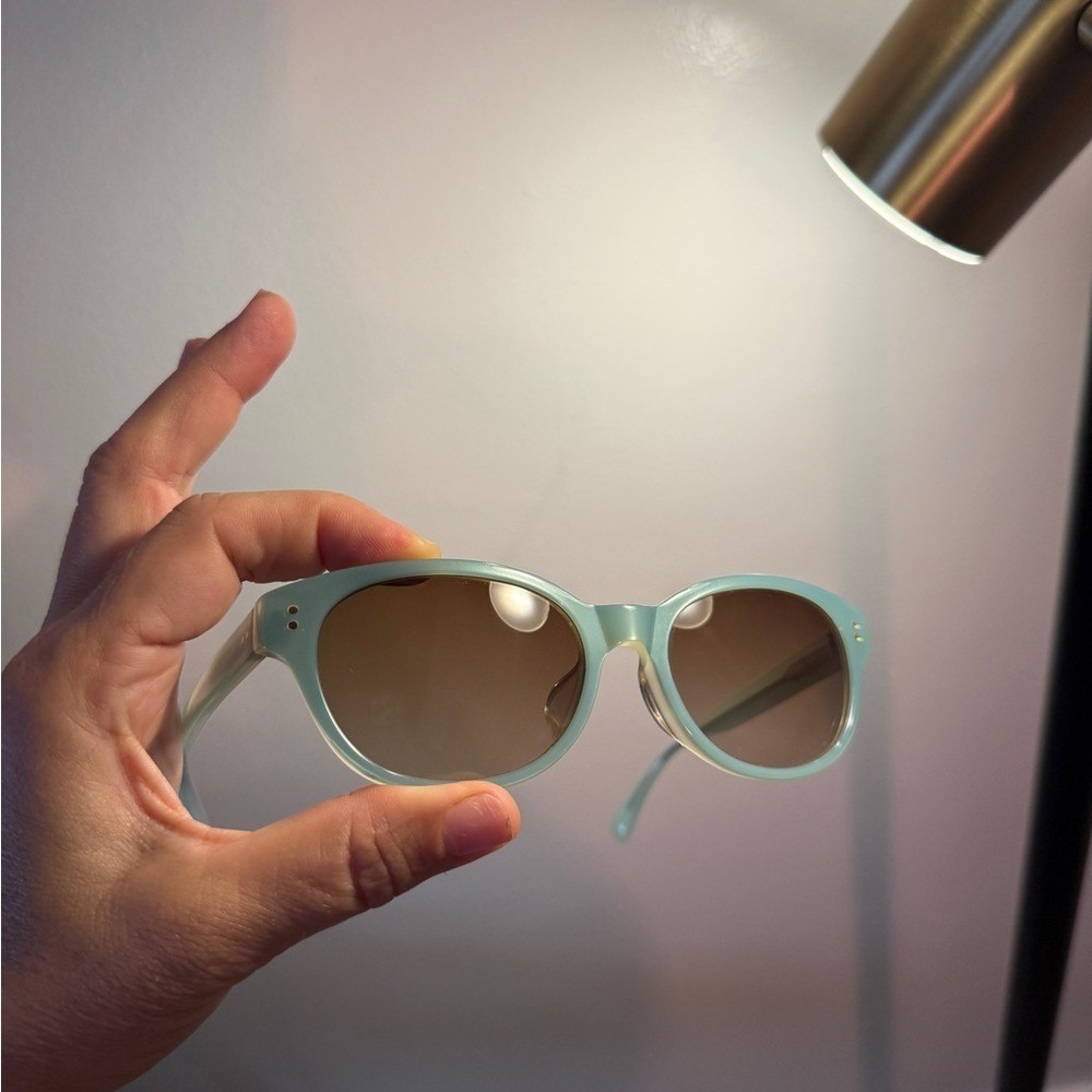 JINS Mint‎ Green Oval Sunglasses Brown Lenses Plastic Frame SLV 155-1045A - Picture 7 of 7